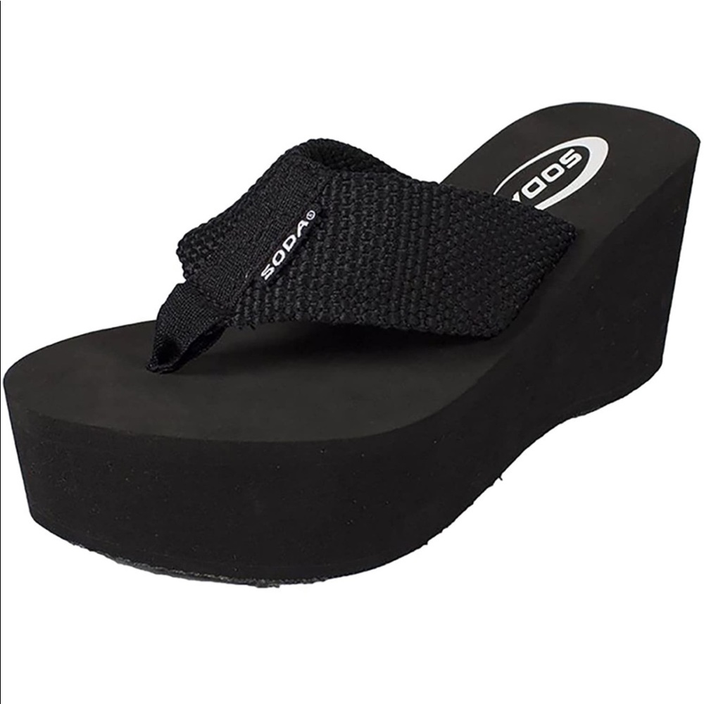 Black Flip-Flop Wedge Sandal (NWT)